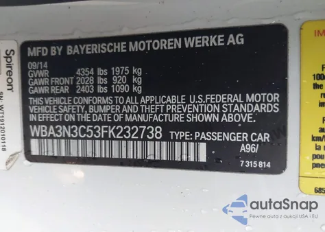 2015 BMW 428I from USA, damaged, VIN WBA3N3C53FK232738